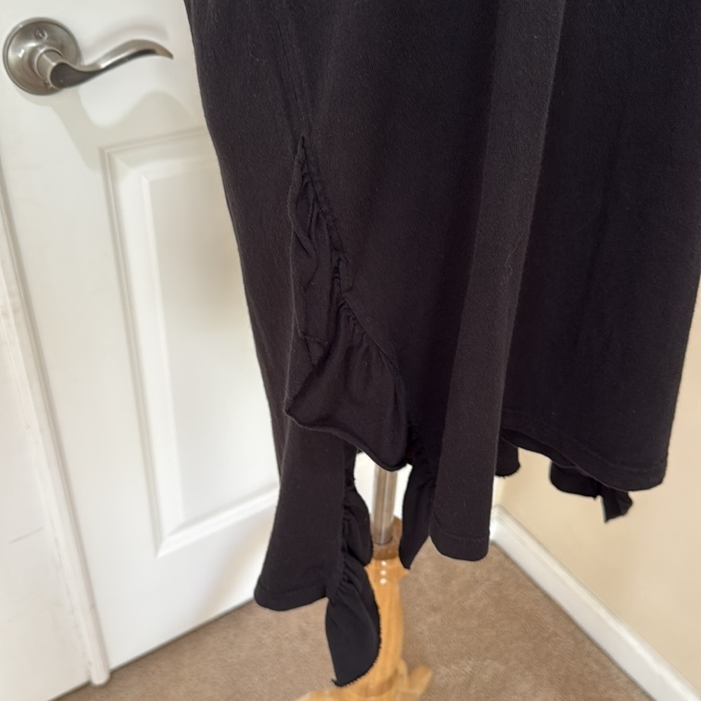 NWT Current/Elliott Side Slit Ruffle T Shirt Oversized Black Dress Size 0 - Picture 6 of 8